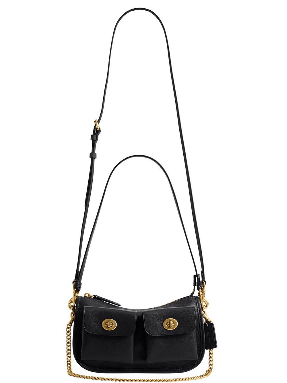 Coach Waverly Small Leather Twin Turnlock Shoulder Bag